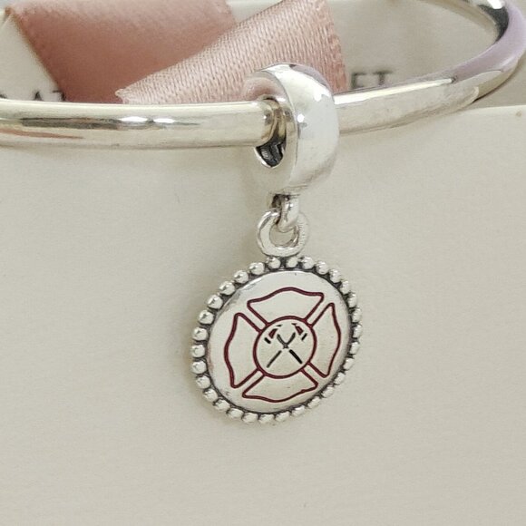 Pandora Silver Firefighter Dangle Charm Exclusive Pendant S925 Silver with box - Picture 1 of 8